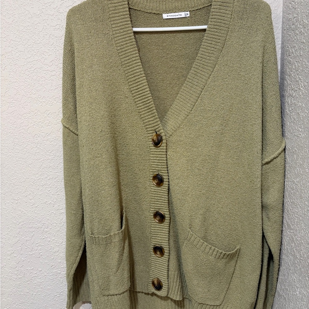 Staccato Sage Green Button-Up Cardigan